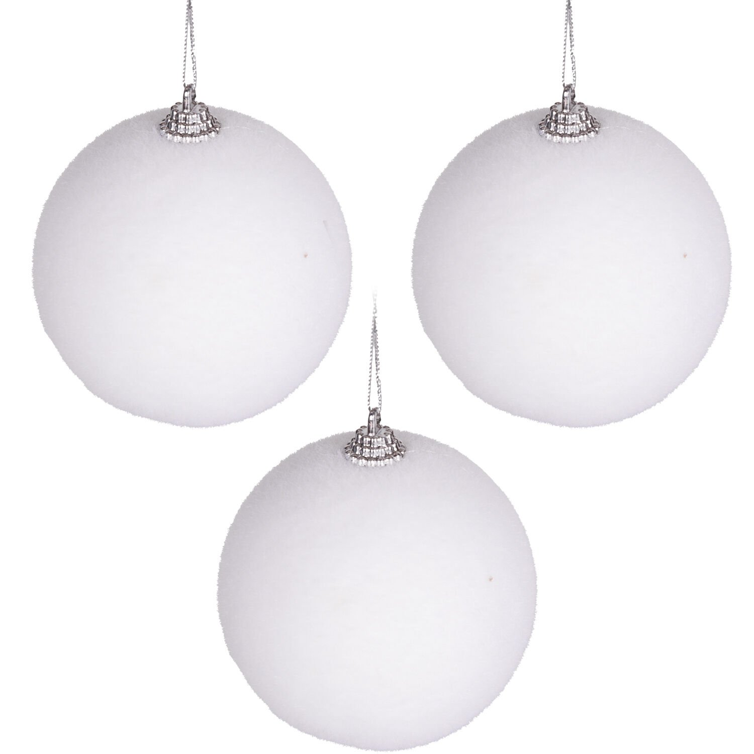 Yılbaşı Süsü Yılbaşı Topu 3'lü Set Beyaz 8 Cm.