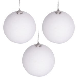 Yılbaşı Süsü, Yılbaşı Topu, Beyaz - 3'lü Set, 8 cm