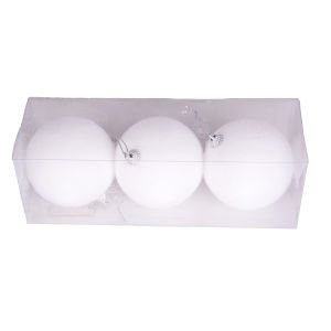 Yılbaşı Süsü Yılbaşı Topu 3'lü Set Beyaz 8 Cm.