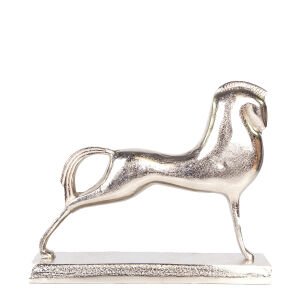 Metal Dekor At Figürlü Gümüş 40x10x34 Cm.