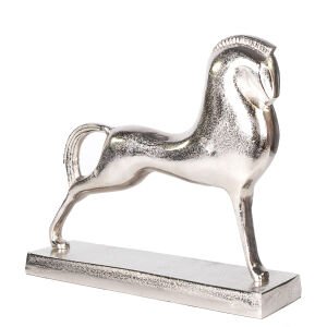 Metal Dekor At Figürlü Gümüş 40x10x34 Cm.