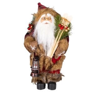 Yılbaşı Noel Baba, Kırmızı-Siyah Ekose Kumaşlı - 17x30 cm