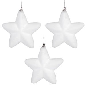 Yılbaşı Süsü, Yıldız, Beyaz - 3'lü Set, 13 cm