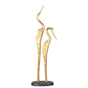 Metal Dekor Turna Çift Gold-Siyah 18x12x63 Cm.