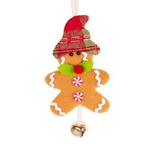 Yılbaşı Süsü, Kurabiye Adam, Yılbaşı Şapkalı, Çıngıraklı, Kahverengi - 9x21 cm