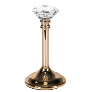 Dekoratif Metal Şamdan Kristal Taşlı Gold 10x20 Cm.