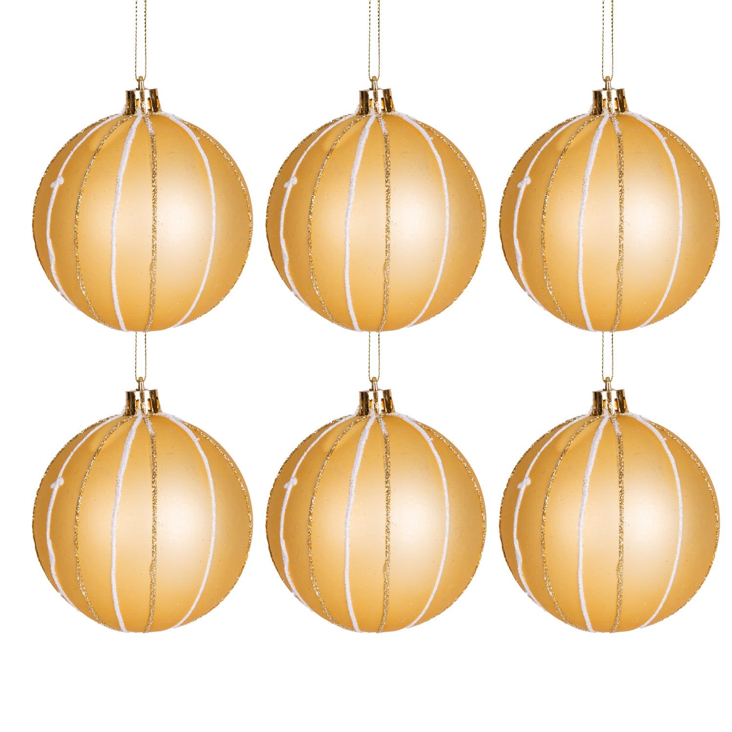 Yılbaşı Ağaç Ağaç Süsü Yılbaşı Topu 6'lı Paket Gold 8 Cm.