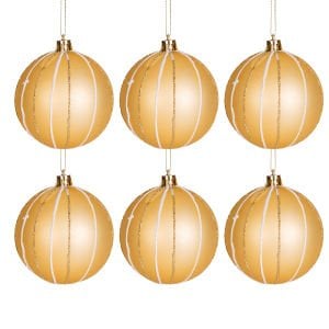 Yılbaşı Süsü, Yılbaşı Topu, Gold - 6'lı Paket, 8 cm