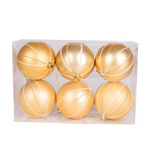 Yılbaşı Ağaç Ağaç Süsü Yılbaşı Topu 6'lı Paket Gold 8 Cm.