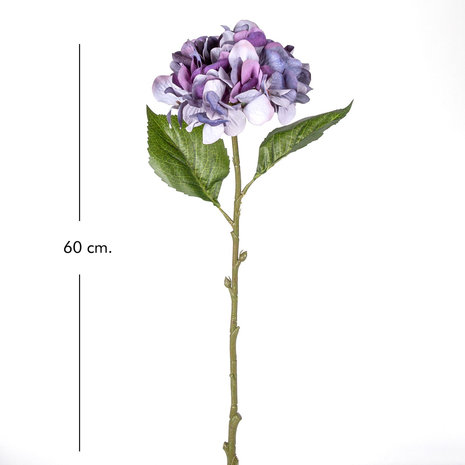 Yapay Çiçek Ortanca, Tek Dal, Mor - Küçük Boy, 60 cm