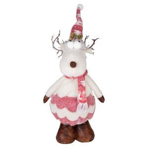 Yılbaşı Süsü, Geyik Figürü, Kırmızı-Beyaz - 22x68 cm