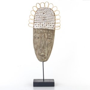 Ahşap Tribal Mask 28,5x18,5x75 Cm