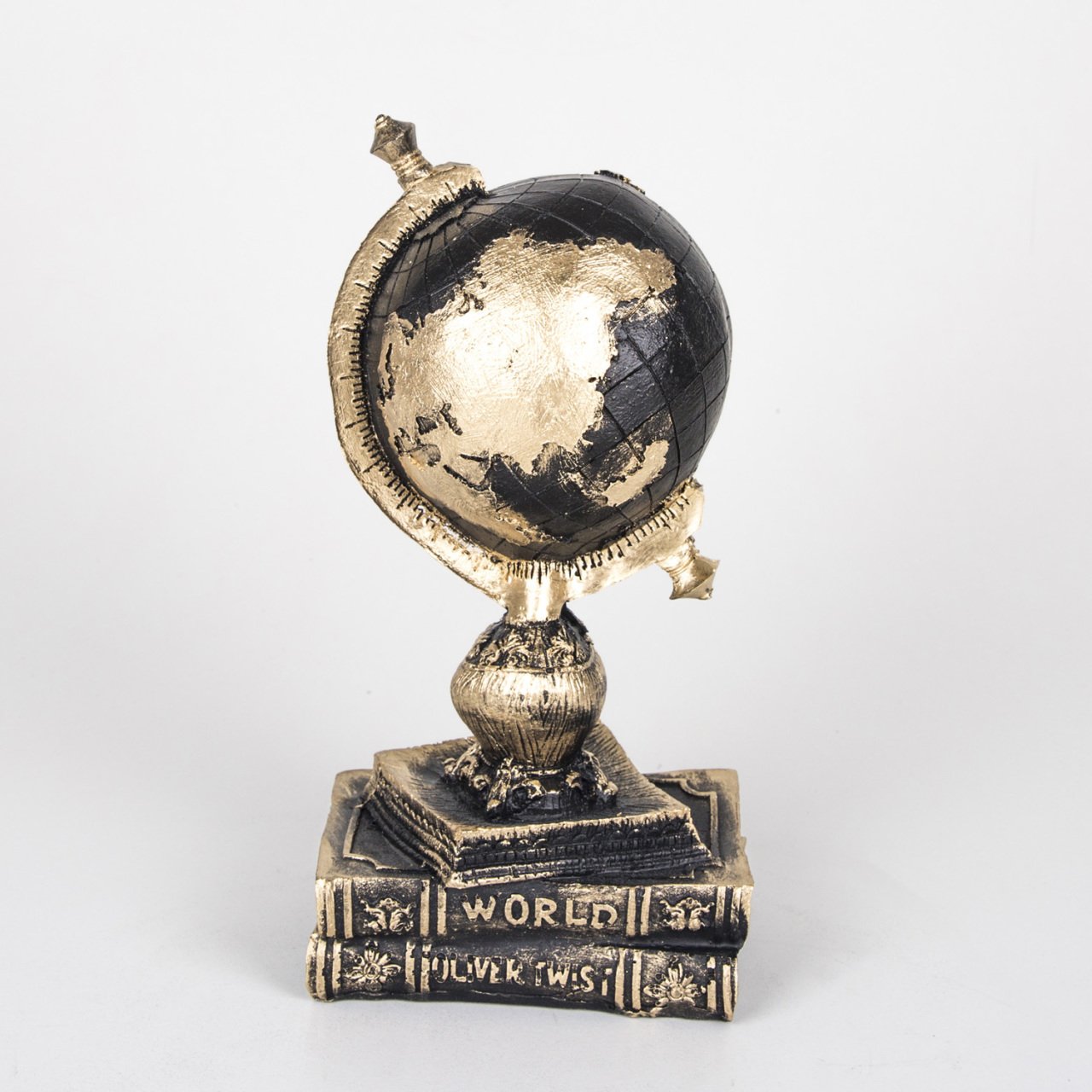 Veramaya Kitaplı Dünya Yerküre Biblo Bronz Renk 13,5x11x27 Cm
