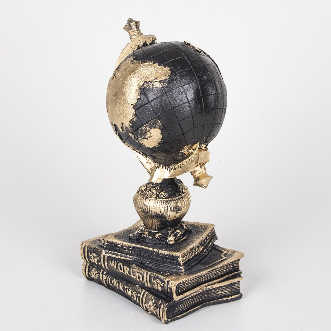 Veramaya Kitaplı Dünya Yerküre Biblo Bronz Renk 13,5x11x27 Cm