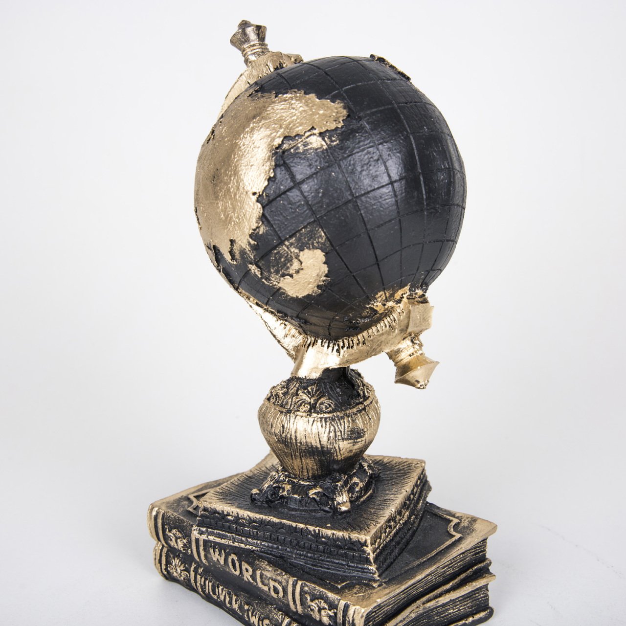 Veramaya Kitaplı Dünya Yerküre Biblo Bronz Renk 13,5x11x27 Cm