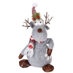 Yılbaşı Süsü, Geyik Figürü, Gri - 18x40 cm