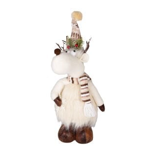 Yılbaşı Süsü, Geyik Figürü, Beyaz - 18x49 cm