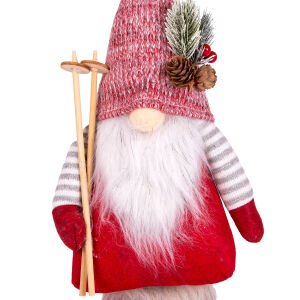 Yılbaşı Süsü Noel Baba Gri-Beyaz Kollu Kızak Takımlı Kırmızı 40 Cm.