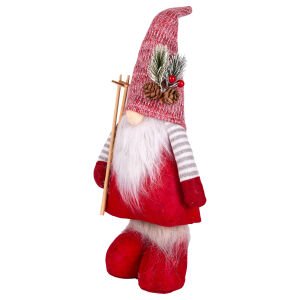 Yılbaşı Süsü Noel Baba Gri-Beyaz Kollu Kızak Takımlı Kırmızı 40 Cm.
