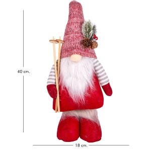Yılbaşı Süsü Noel Baba Gri-Beyaz Kollu Kızak Takımlı Kırmızı 40 Cm.