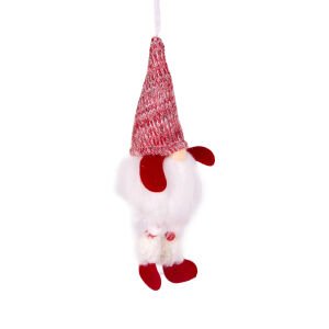 Yılbaşı Ağaç Süsü Noel Baba Figürü Işıklı Kısa Kollu Kırmızı-Beyaz 9x24  Cm.