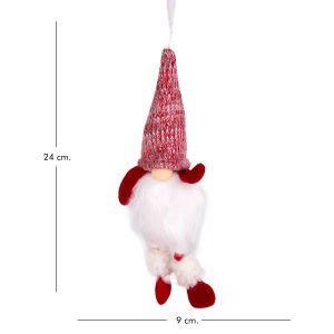 Yılbaşı Ağaç Süsü Noel Baba Figürü Işıklı Kısa Kollu Kırmızı-Beyaz 9x24  Cm.
