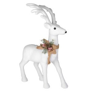 Yılbaşı Süsü, Geyik, Beyaz - 43x61 cm