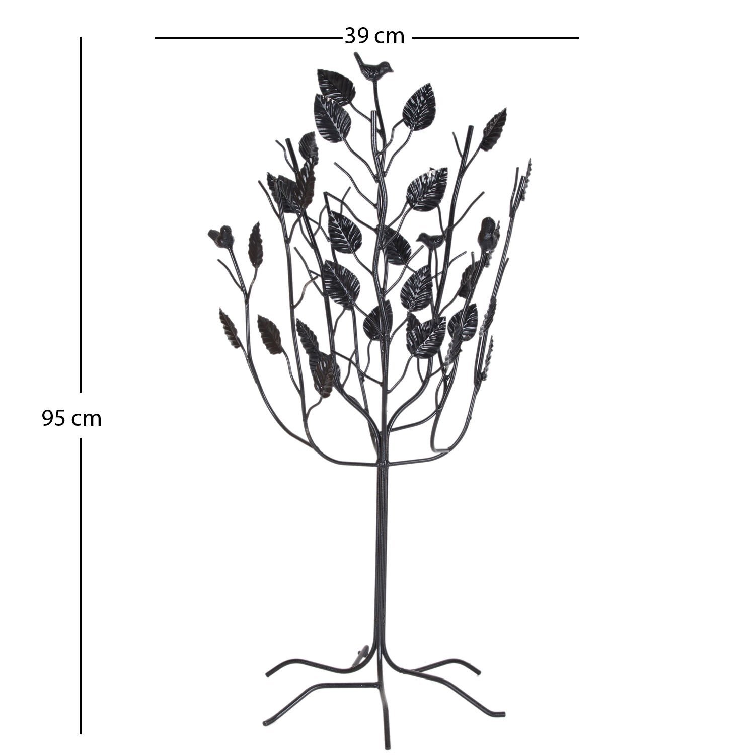Metal Ağaç, Ferforje, Siyah - Kuş Figürlü, 39 x 95 cm