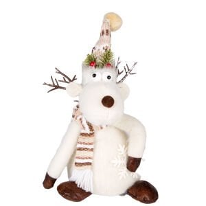 Yılbaşı Süsü, Geyik Figürü, Beyaz - 18x40 cm