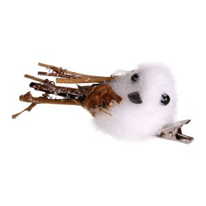 Yılbaşı Süsü Kuş Klipsli 4 'lü Paket Beyaz 7x2 Cm.