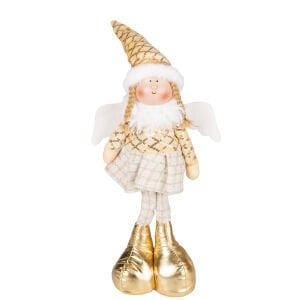 Yılbaşı Süsü, Ayakta Kanatlı Peri Figürü, Gold - 17x44 cm