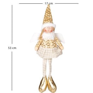 Yılbaşı Süsü, Oturan Kanatlı Peri Figürü, Gold - 17x53 cm
