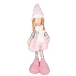 Yılbaşı Süsü, Ayakta Peri Figürü, Pembe-Gri - 17x44 cm