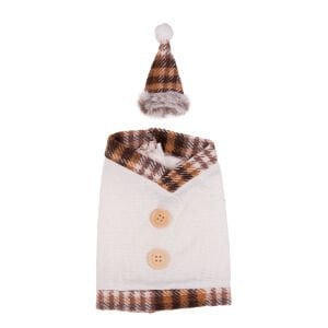 Yılbaşı Şişe Süsü, Şapkalı, Krem - 13x19 cm