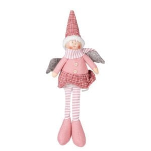 Yılbaşı Süsü, Oturan Kanatlı Peri Figürü, Pembe - 17x53 cm