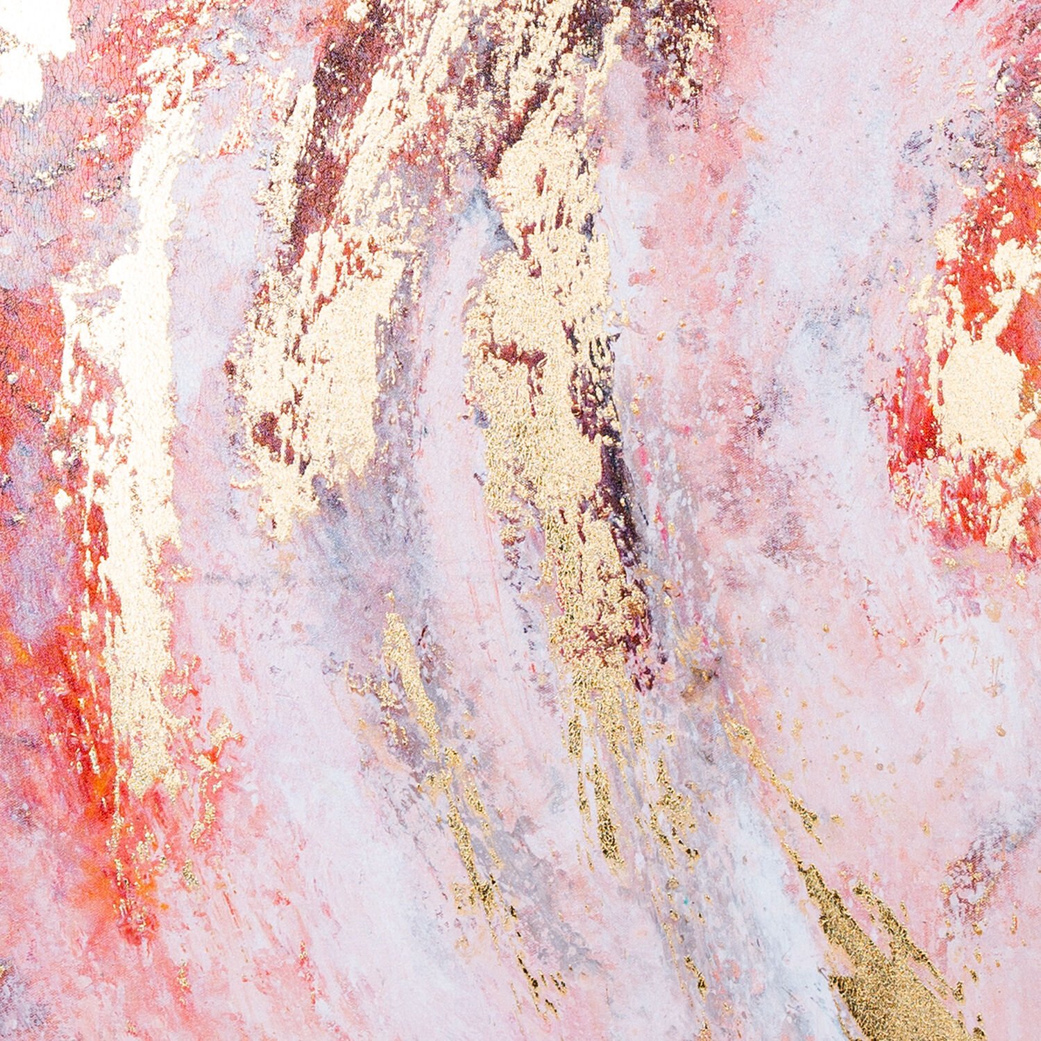 Kanvas Tablo, Soyut, Gold Kabartmalı, Gold Renk Ahşap Çerçeveli, Kırmızı-Gold - 60x3x90 cm