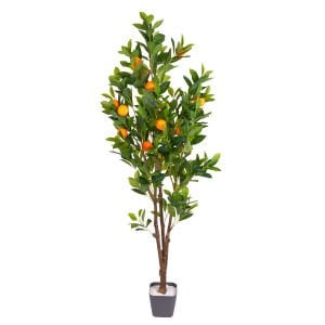 Yapay Mandalina Ağacı, Gerçek Dokulu, Turuncu-Yeşil - 150 cm