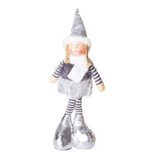 Yılbaşı Süsü, Ayakta Peri Figürü, Gri - Tütü Etekli, 17x44 cm