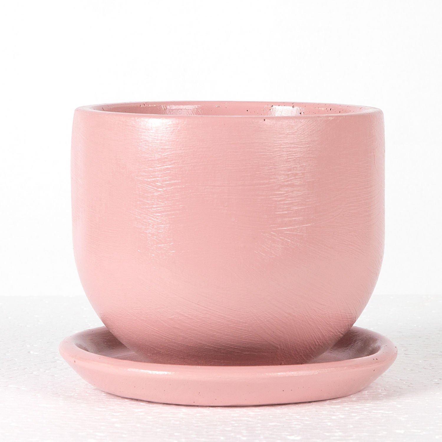 El yapımı Tabaklı Beton Saksı Pudra Pembe 13x15 Cm.