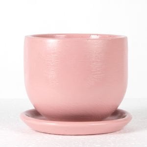 El yapımı Tabaklı Beton Saksı Pudra Pembe 13x15 Cm.