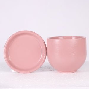 El yapımı Tabaklı Beton Saksı Pudra Pembe 13x15 Cm.