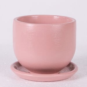 El yapımı Tabaklı Beton Saksı Pudra Pembe 13x15 Cm.