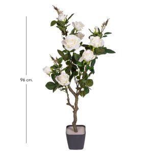 Yapay Gül Ağacı Yeşil-Beyaz 96 Cm.