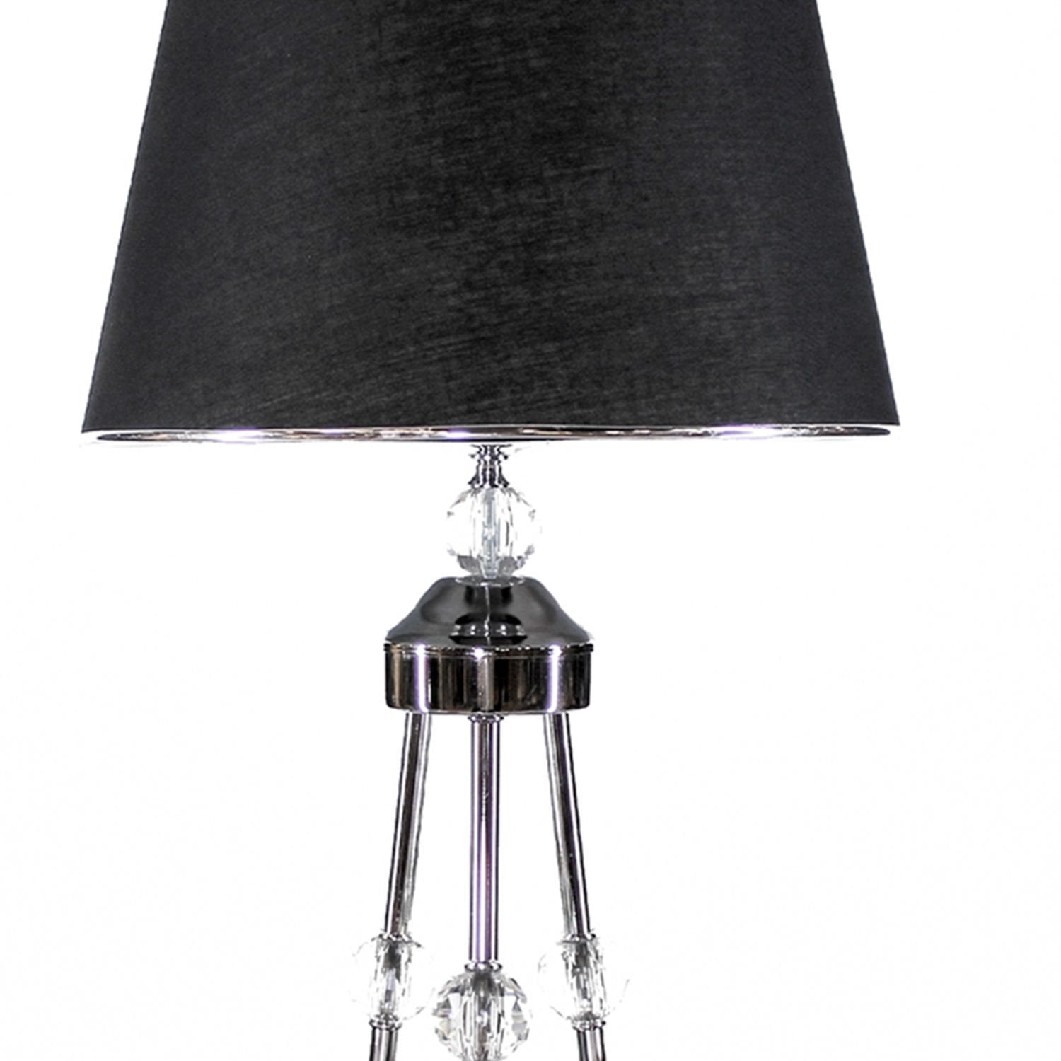 Abajur, 3 Ayaklı, Gümüş - Kristal Cam Toplu, 33 x 64 cm