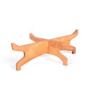 Beton Saksı Ahşap Standlı Çiçek Motifli Oval Lame Ağırtma 33x17x17 Cm.