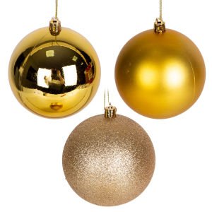 Yılbaşı Topu Simli Mat Parlak 6'lı Set Gold 10 Cm.