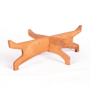 Beton Saksı Ahşap Standlı Çiçek Motifli Oval Sedef Mavi Ağırtma 33x17x17 Cm.