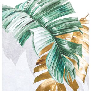 Siyah Ahşap Çerçeveli Palmiye Yaprağı Kanvas Tablo Gold-Yeşil 60x3x80 Cm.