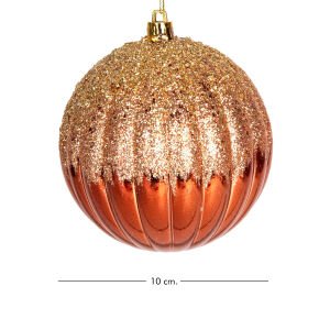 Yılbaşı Topu Gold Simli 2'li Paket Gold-Bronz 10 Cm.