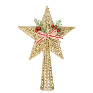 Yılbaşı Süsü, Çam Ağacı Tepe Süsü, Yılbaşı Dekorlu, Gold - 25x37 cm